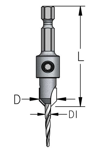 TCT Countersink for quick change with taper point drill