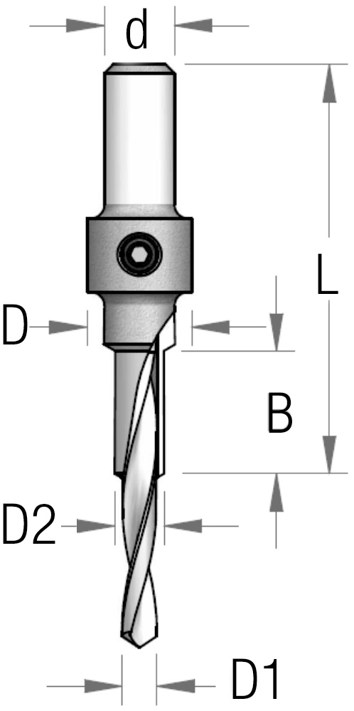 3 Step Drill Bits for Connecting Screws (chip board, MDF