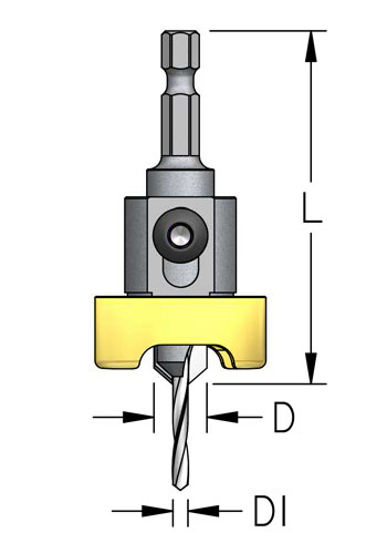 Countersink with Stop Metal Stopper - Hex Shape